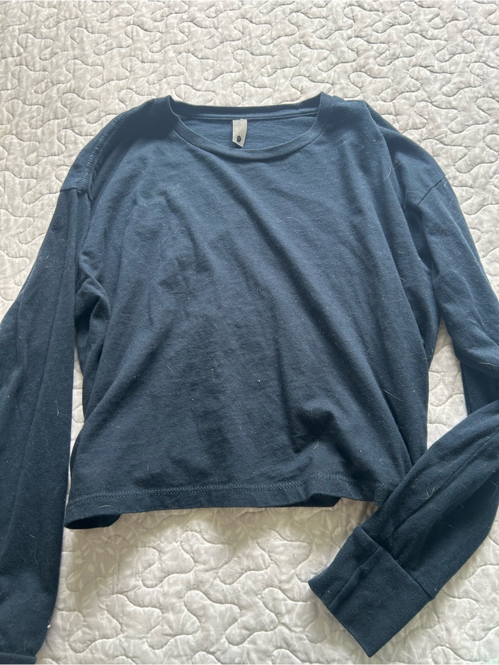 Casual Long Sleeve Navy Crop Top